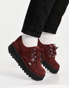 Бордовые замшевые туфли с кольцами Kickers-Красный