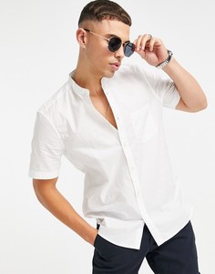 Белая хлопковая рубашка хенли с короткими рукавами French Connection-Белый