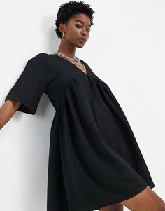 Черное свободное платье мини с присборенной юбкой Bolongaro Trevor Mary Jane-Черный цвет