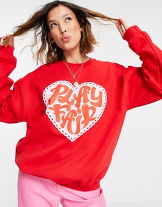 Oversized-свитшот с рисунком сердца с надписью "Play Fair" Vintage Supply-Красный