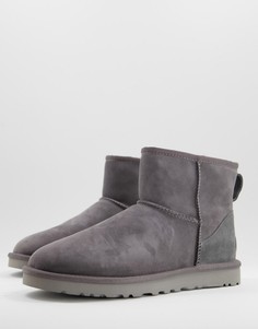 Классические серые ботинки мини из овечьей шкуры Ugg-Серый