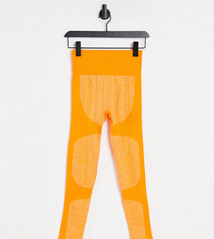 Спортивные бесшовные леггинсы с контрастными элементами мандаринового цвета Love & Other Things Petite Gym-Оранжевый цвет
