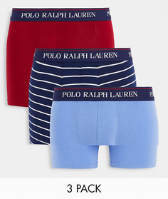 Набор из 3 боксеров-брифов голубого/красного/темного синего в полоску цвета с текстовым логотипом на поясе Polo Ralph Lauren-Разноцветный