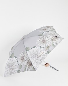 Серый зонт с цветочным рисунком по краю Ted Baker