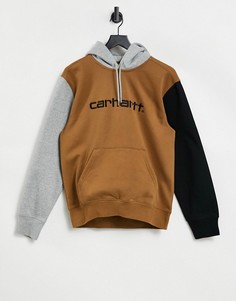 Худи свободного кроя с контрастными вставками Carhartt Wip-Коричневый цвет