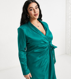 Платье-блейзер изумрудного цвета с отделкой бахромой Saint Genies Plus-Зеленый цвет