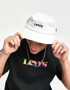 Белая панама с маленьким логотипом Levis-Белый