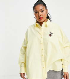 Рубашка бойфренда лимонного цвета с вышивкой панды Native Youth Plus-Желтый