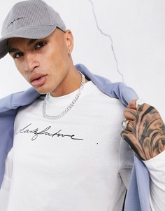 Белый лонгслив с принтом логотипа на груди ASOS Dark Future