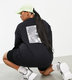 Черная oversized-футболка с графическим принтом Public Desire Curve-Серый