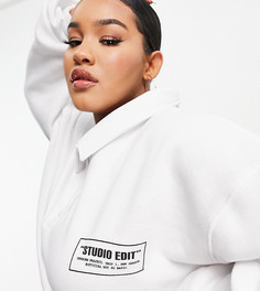 Белая oversized рубашка-поло с логотипом Public Desire Curve-Белый