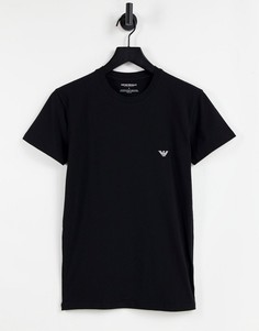Черная футболка с контрастным логотипом на спине Emporio Armani Bodywear-Черный цвет