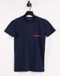 Темно-синяя футболка с принтом логотипа Emporio Armani Bodywear-Темно-синий