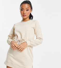 Платье-свитер мини песочного цвета с завязками на талии Threadbare Petite-Светло-бежевый цвет