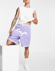 Фиолетовые шорты в стиле ретро с принтом логотипа и белой окантовкой Liquor N Poker-Фиолетовый цвет