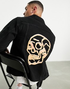 Джинсовая куртка с 3D-принтом черепа Bolongaro Trevor-Черный цвет