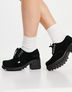 Черные замшевые туфли на массивной подошве и блочном каблуке со шнуровкой Kickers Кlio-Черный цвет