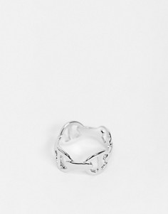 Серебристое кольцо с дизайном в виде сцепленных частей DesignB-Серебристый
