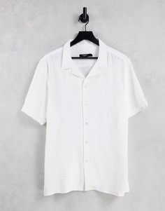 Креповая рубашка узкого кроя с отложным воротником и короткими рукавами Bolongaro Trevor-Белый