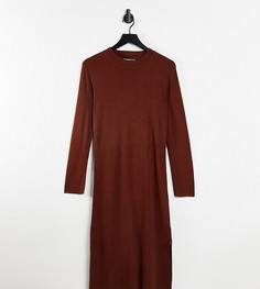 Шоколадно-коричневое трикотажное платье миди Threadbare Petite Amethyst-Коричневый цвет