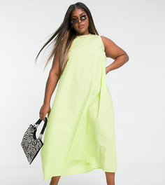 Свободное платье в стиле oversized из поплина лаймового цвета Native Youth Plus-Зеленый цвет