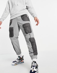 Серые спортивные штаны в стиле колор-блок с рукописным логотипом (от комплекта) Karl Kani-Серый