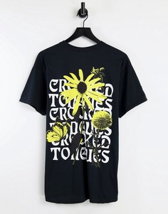 Черная футболка с цветочным принтом Crooked Tongues-Черный цвет