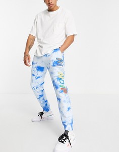 Синие джоггеры с выбеленным эффектом RIPNDIP prisma-Голубой