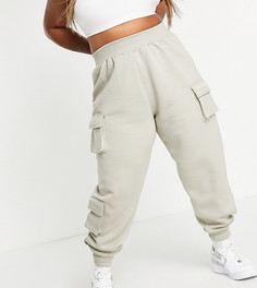 Серо-коричневые брюки с карманами карго и манжетами Public Desire Curve x Amber Gill-Светло-бежевый цвет