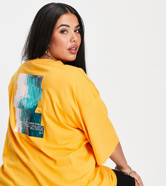 Oversized-футболка оранжевого цвета с рисунком Public Desire Curve x Amber Gill-Оранжевый цвет