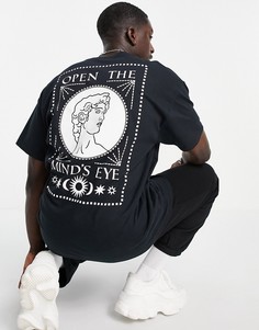 Черная футболка с принтом "Minds Eye" на спине HNR LDN-Черный Honour