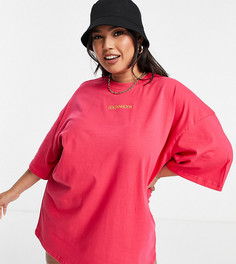 Платье-футболка в стиле oversized цвета фуксии Public Desire Curve-Розовый цвет