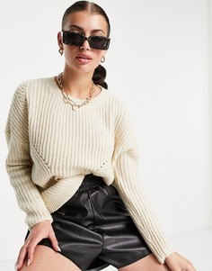 Серый вязаный пуловер с круглым вырезом и длинными рукавами Only Bernice