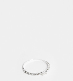 Кольцо из стерлингового серебра с паве и камнем огранки «багет» Kingsley Ryan Curve-Серебряный