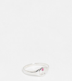 Кольцо из стерлингового серебра с розовым искусственным камнем для рожденных в октябре Kingsley Ryan-Серебряный