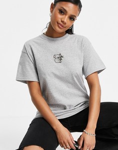 Серая oversized-футболка с вышивкой коалы New Love Club-Серый