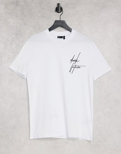 Белая футболка с несколькими логотипами-подписями ASOS Dark Future-Белый