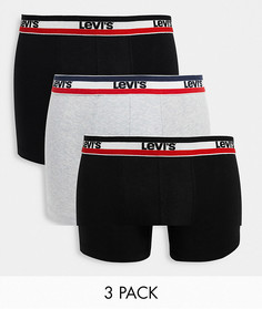 Набор из 3 боксеров-брифов с логотипом черного и серого цветов Levis Sportswear-Черный цвет