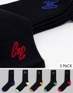 Набор из 5 пар черных носков с контрастными деталями Jack & Jones-Черный цвет