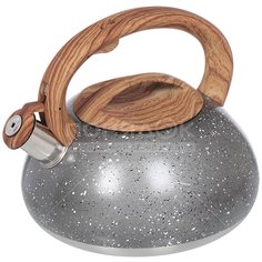 Чайник из нержавеющей стали Daniks DSC-8799 серый со свистком, 3 л