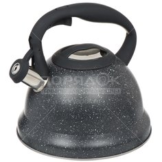 Чайник из нержавеющей стали Daniks MSY-A059 черный со свистком, 3 л