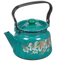 Чайник эмалированный Сибирские товары декор бирюзовый С2714.3Б, 2.3 л
