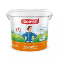 Краска водоэмульсионная Казачка F20 фасадная белая, 4.5 кг