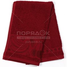 Полотенце кухонное махровое, 35х60 см, Вышневолоцкий текстиль Жаккардовый бордюр темно-бордовое