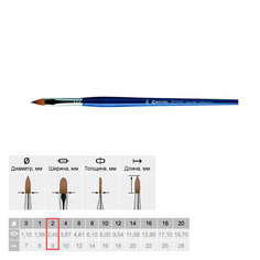 Кисть колонок №2 плоская "язык" Escoda "Optimo 2813" длинная ручка синяя