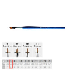 Кисть колонок №1 плоская "язык" Escoda "Optimo 2813" длинная ручка синяя