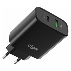 Сетевое зарядное устройство Vipe 38W, USB + USB type-C, 3A, черный [vptst38wblk] Noname