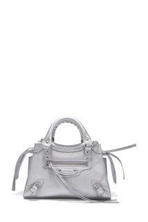 Серебристая кожаная сумка Neo Classic City Mini Balenciaga
