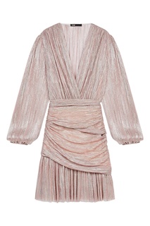 Бледно-розовое платье с драпировками Maje