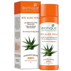 Biotique, Солнцезащитный лосьон для лица и тела Bio Aloe Vera, 120 мл